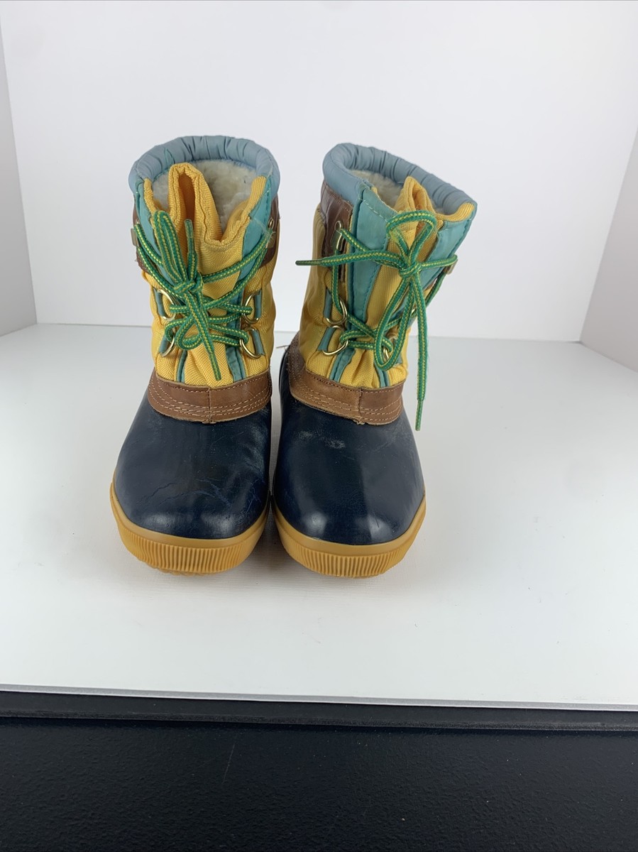 0148- Vintage 80s Lands End Winter Duck Boots Insulated Yellow