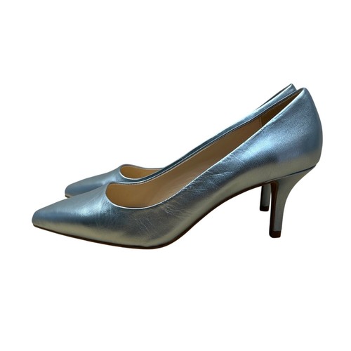 Isaac Mizrahi Live Womens Metallic Blue Leather Pointed Toe Heels Size 7.5M - Picture 5 of 9