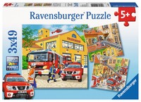 3 X 49 Teile Ravensburger Kinder Puzzle Feuerwehreinsatz 09401