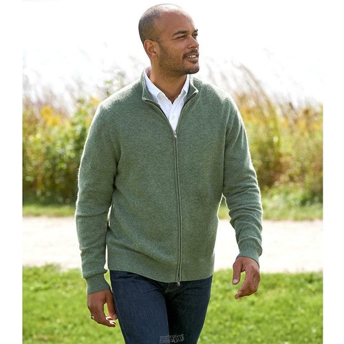 The Mens Washable Cashmere Zip Front 