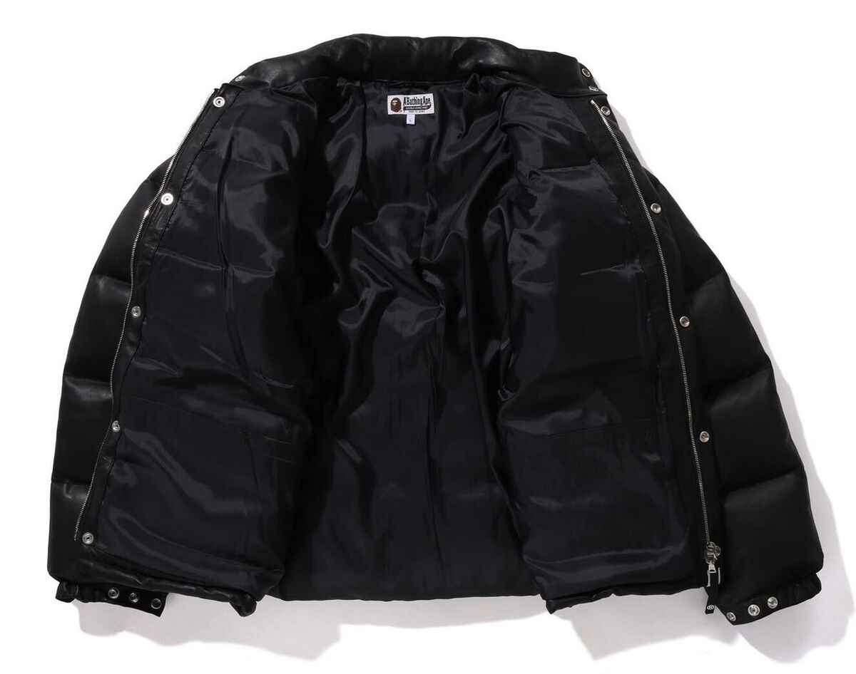 A BATHING APE Men's LEATHER CLASSIC DOWN JACKET 1K80144004 A BATHING APE Men's LEATHER CLASSIC DOWN JACKET 1K80144004