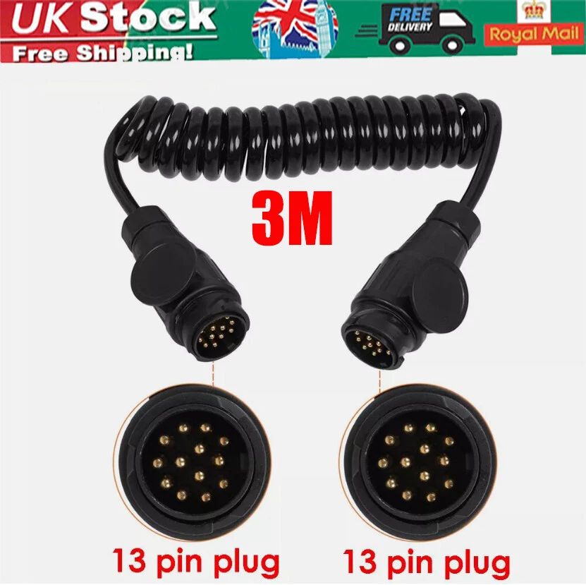 Trailer Light Electrics 300CM Extension Cable Lead Male to Male 13 Pin Plugs NEW - Image 3 of 4