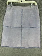 VTG S.M.H. Womens Sz 8 Patchwork Pencil Skirt Purple Lavender Leather Office