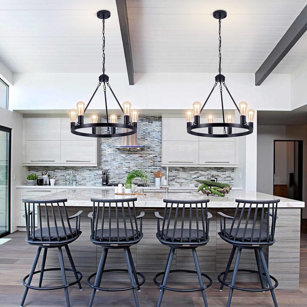 Yuemzs Black Wagon Wheel Chandelier 6Lights Wagon Wheel Light eBay