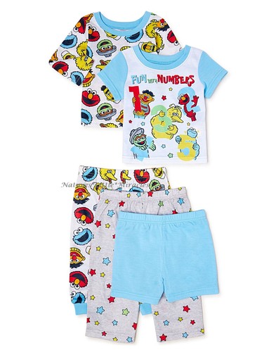 5-teiliges Sesamstraße Pyjama Set Jungen Mädchen Größe 18M 2 2T 3 4 Kleinkind Sommer Neu mit Etikett - Bild 1 von 3