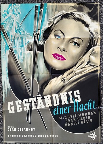 ORIGINAL 1952 Kinoplakat: Morgan, Gabin, Gelin "Geständnis e. Nacht" J. Delannoy