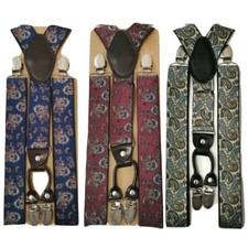 Mens Ladies Braces Suspender Elastic 3.5cm Wide Paisley