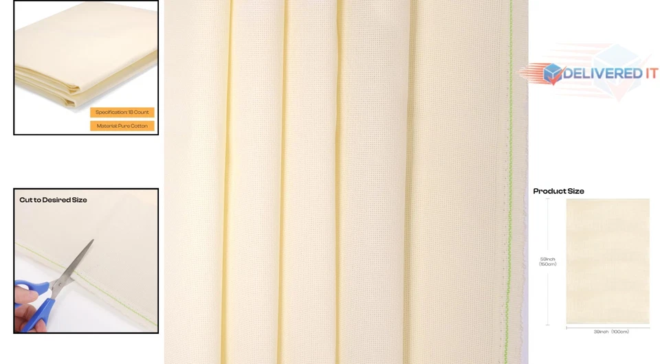 Aida Cloth Cotton 59x39 Inch 18 Count Large Fabric for Cross Stitch Projects - Image 2 of 4