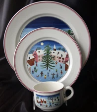 VILLEROY & BOCH Naif Christmas Dinner, Salad Plate & Cup Set