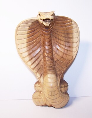 Edle Holz KOBRA- BALI -Schlange Cobra Handarbeit Tierfigur Snake Holzfigur KLEIN