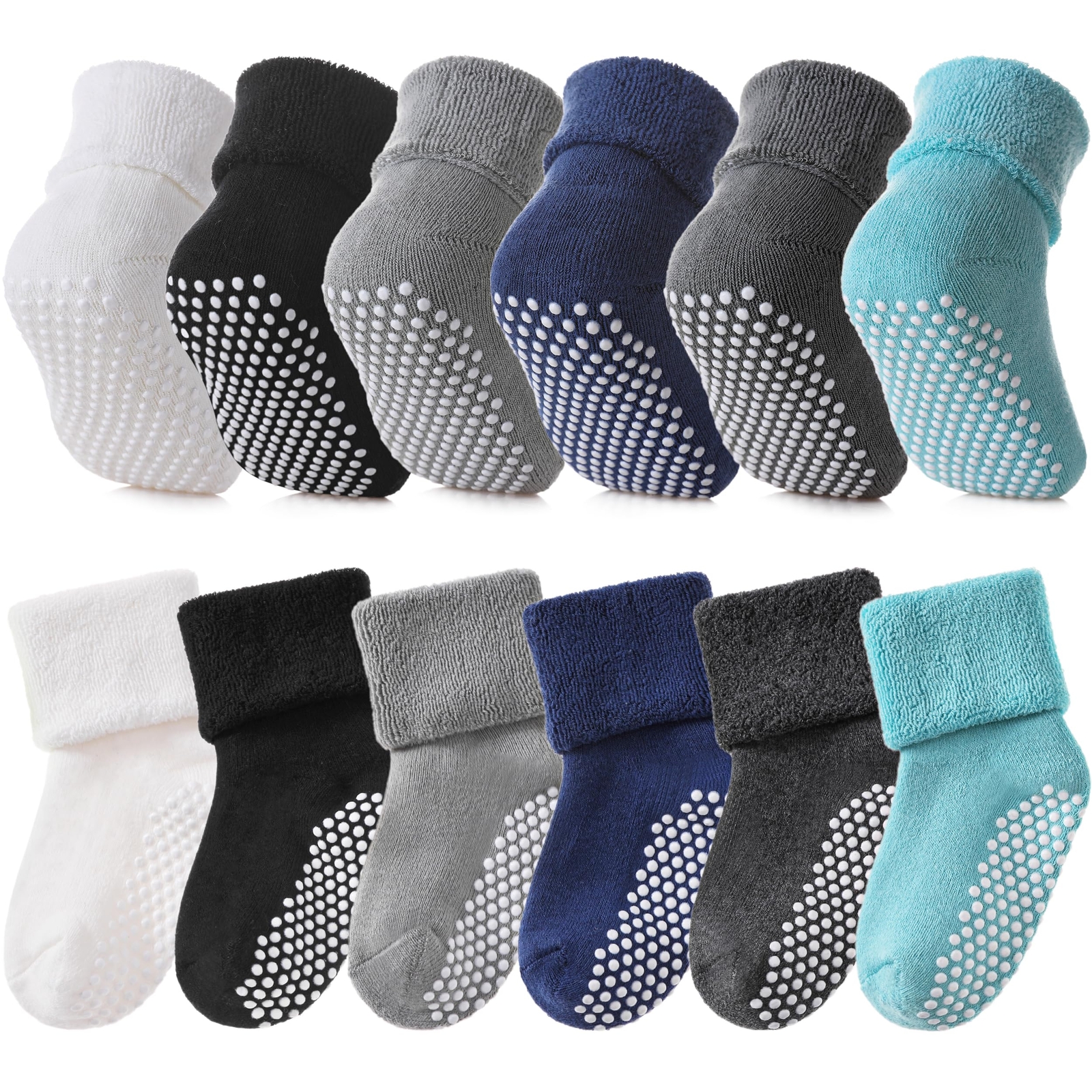 SDBING Baby Boys Girls Grips Socks Infant Toddlers Kids Non Slip Warm Thick C...