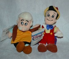 Disney Store Gepetto  Pinocchio Mini Bean Bag Set 8" Plush Vintage