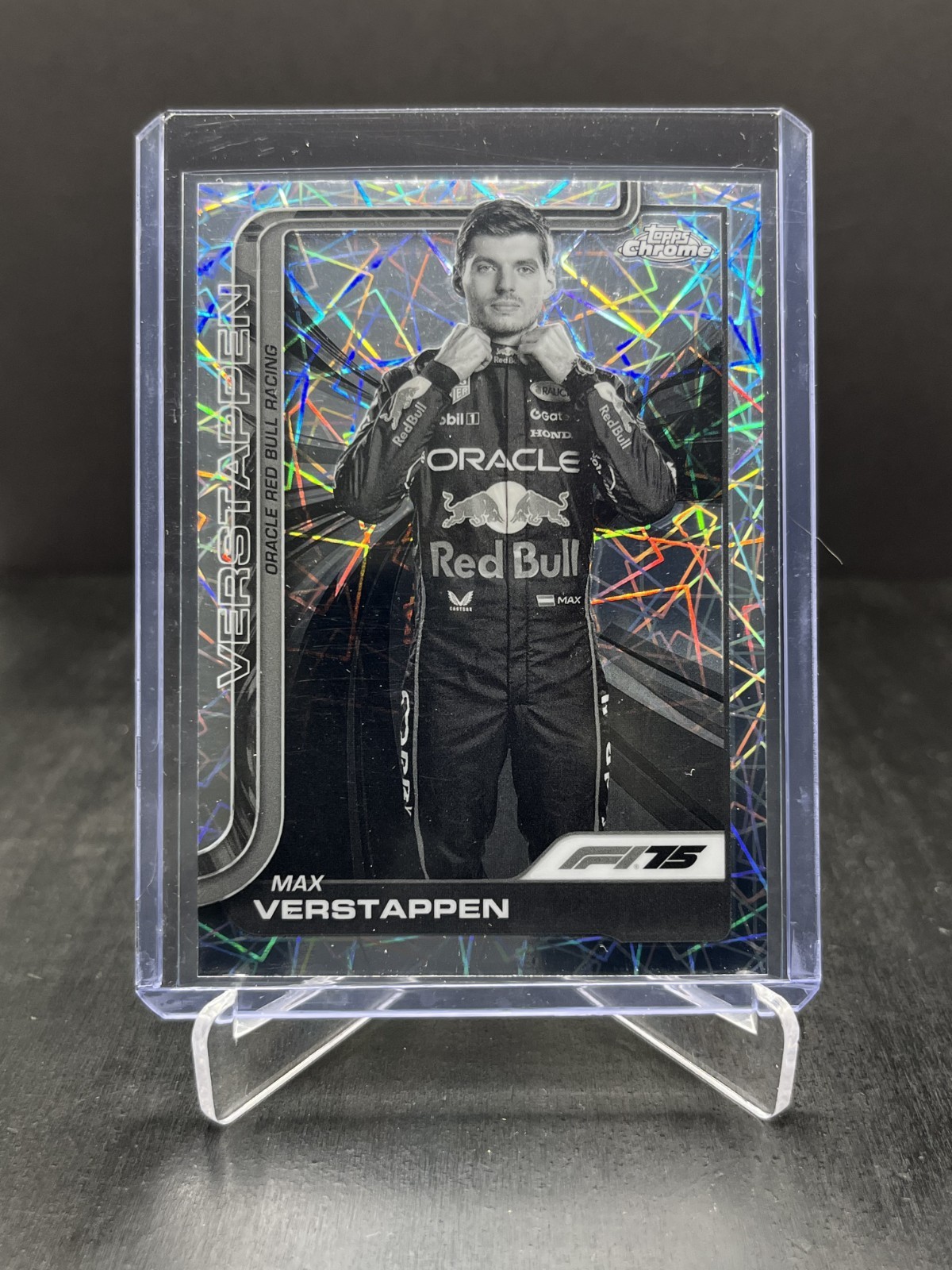 2025 Topps Chrome Formula 1 F1 Max Verstappen Portrait Black & White Lazer #1