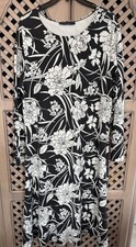Bryn WalkerDress Size Large NWT Cream/black Floral Long Sleeve Made In USA
