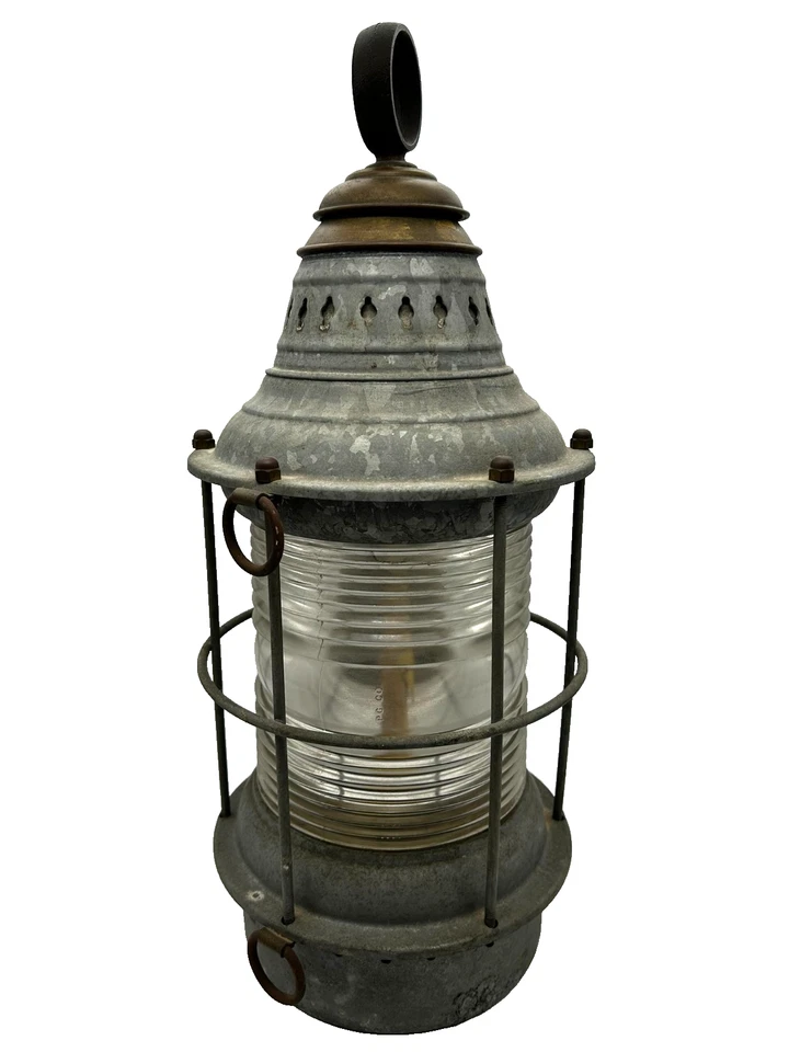 Antique Original Maritime Ship Light Lantern Kerosene Lamp Nautical Decor - Image 2 of 4