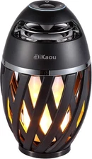 LED Flame Outdoor Table Lamp Torch with Blutooth Speaker, Black 