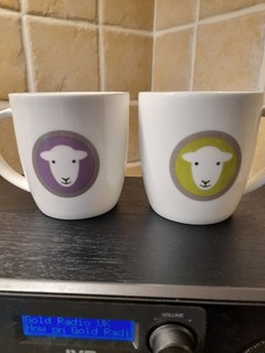 2 "HERDY" CHINA MUGS