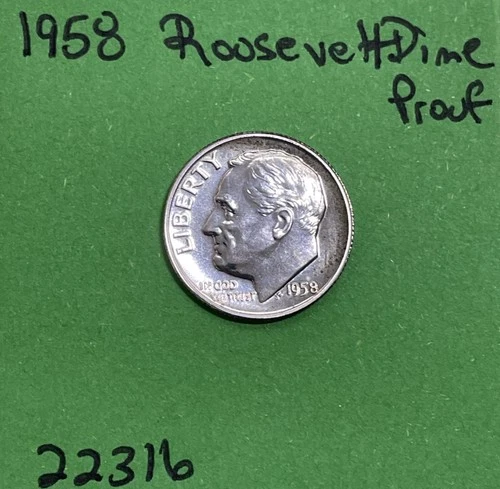 1958 Roosevelt Dime 10c Gem Proof 90% Silver See Pictures