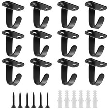 12 PCS Stainless Steel Screw Mount Ceiling Hooks Heavy Duty UnderShelf Black