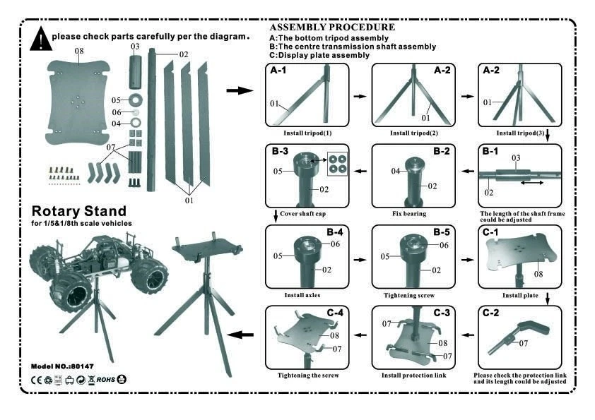 80147N ALUMINUM 1/5 - 1/8 RC CAR STAND 360 - Image 3 of 3