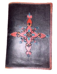 Hand Tooled Vintage Leather Bible Cover Floral Cross