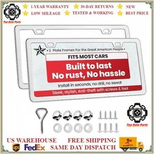 Chrome 304 Stainless Steel Metal License Plate Frame Tag W Cover Screw Caps 2 Chrome 304 Stainless Steel Metal License Plate Frame Tag W Cover Screw Caps 2