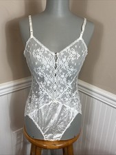Vintage Vanity Fair White Teddy Snap Crotch Lace Sz 36 USA