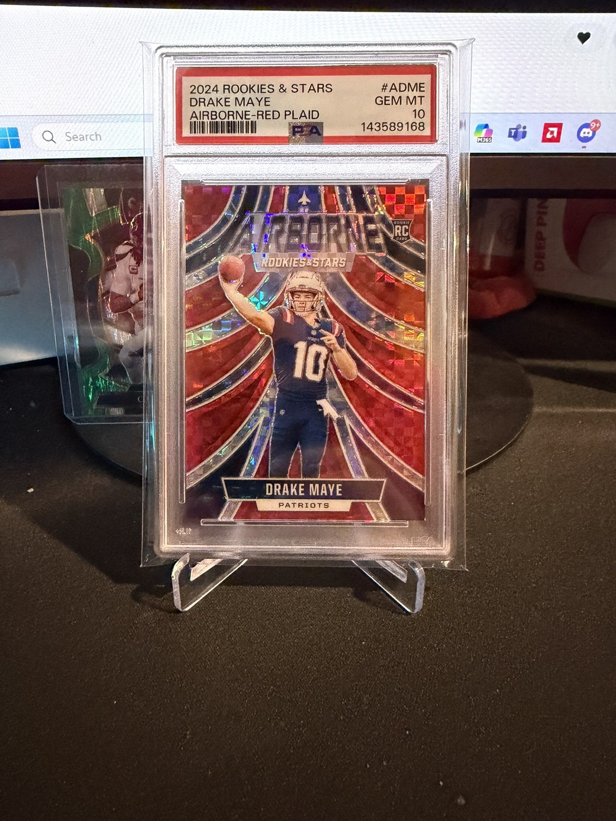Drake Maye Panini Rookies & Stars Airborne #ADME Red Plaid