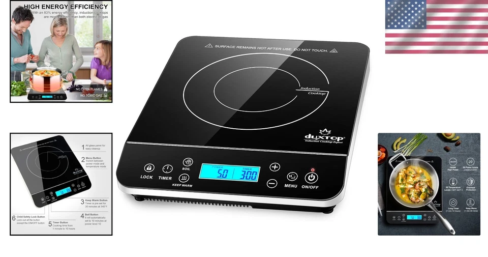 Compact Induction Burner, 20 Power Levels, 10-Hour Timer - Image 2 of 4