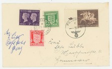 P109/31 GREAT BRITAIN CHANNEL ISLANDS 1941 JERSEY COVER GERMAN STAMPS & JERSEY