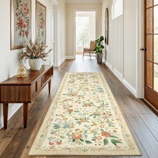 Amada 2.6x8 Washable Runner Rug, Non-Slip  Low-Profile Kitchen Area Rug with