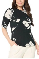 nicole by Nicole Miller Women's Luxe Modal Elbow Sleeve Top Spaced