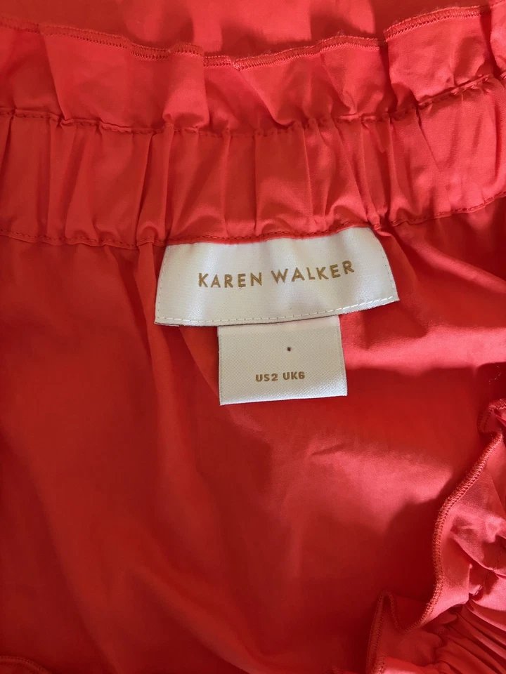 Size 2 (US) 6 (UK) Karen Walker Designer Red Smock Dress Oversized with Pockets! - image 3 of 4