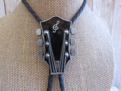 Black Guitar Bolo Tie Necklace Wedding Western Necktie Jewelry N5513