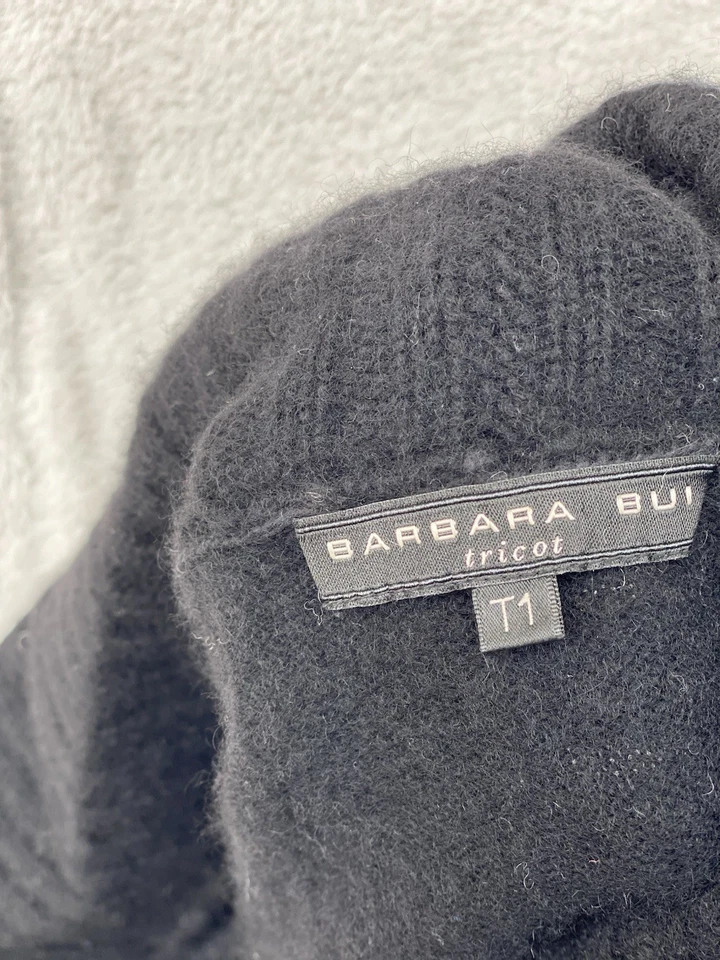 Barbara Bui Sweater Cardigan Sweater Black Wool Cashmere Ribbed V Neck Sz Small - Image 3 of 4