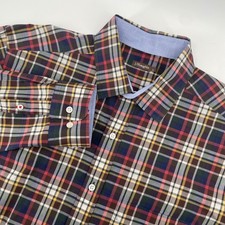 J.McLaughlin Button Down Shirt Mens Large Multicolor Plaid Cotton Long Sleeve