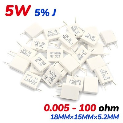 5W Nicht Induktiver Zement Widerstand 5% 0.005/0.01/0.012/0.015/0.018 - 100 Ohm