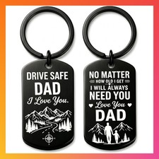 Drive Safe Dad Keychain Gift For Him Husband Boyfriend Love Engraved Metal Ring