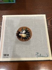 Rebecca Hand Painted Needlepoint Canvas Of Cat - Circle