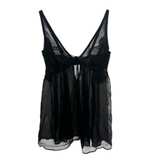 Victoria  s Secret Sheer Mesh Black Babydoll Teddy Bra Mini Dress Nightgown 36D