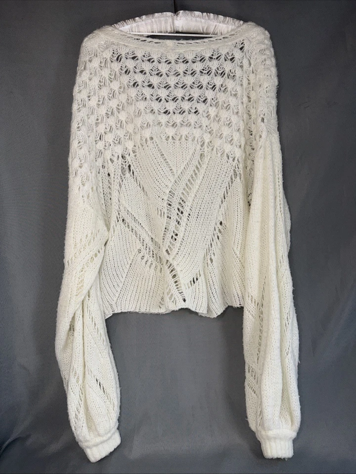 Free People Women’s Sweater Alpaca Wool Blend Size Medium Off White - Image 3 of 4