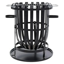 Feuerkorb Grill 40cm Stahl Schwarz Feuerschale Garten mit Grillrost Asche