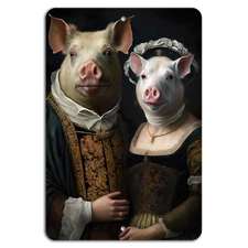 Regal Swine: Vintage Pig Portrait on Metal Sign