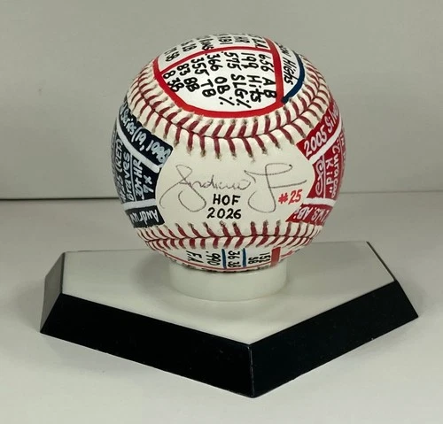 Andruw Jones Signed OML Baseball, VCBC SuperStats Hand Painted, HOF, JSA, Braves