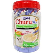 Inaba Churu Tuna and Chicken Flavor Variety Pack Lickable Cat Treats - 25oz/50ct