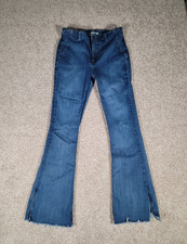 Free People We The Free Level Up Slit Slim Flare Jeans Size 30 Stretch Dark Wash