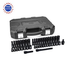GEARWRENCH 44 Pc 38 Drive 6 Point Standard Deep Impact SAE Metric Socket Set
