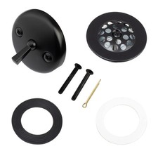 Matte Black Trip Lever Tub Trim Kit Set with Trip Lever Overflow Face Plate.