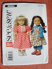 Butterick See & Sew Sewing Pattern 6082 18" Doll Clothes Dress Pants Shirt UNCUT