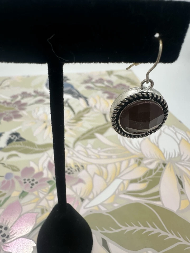 Pendientes colgantes redondos marrones marca Lucky regalo vintage mujer fiesta joyería Foto 3 de 4